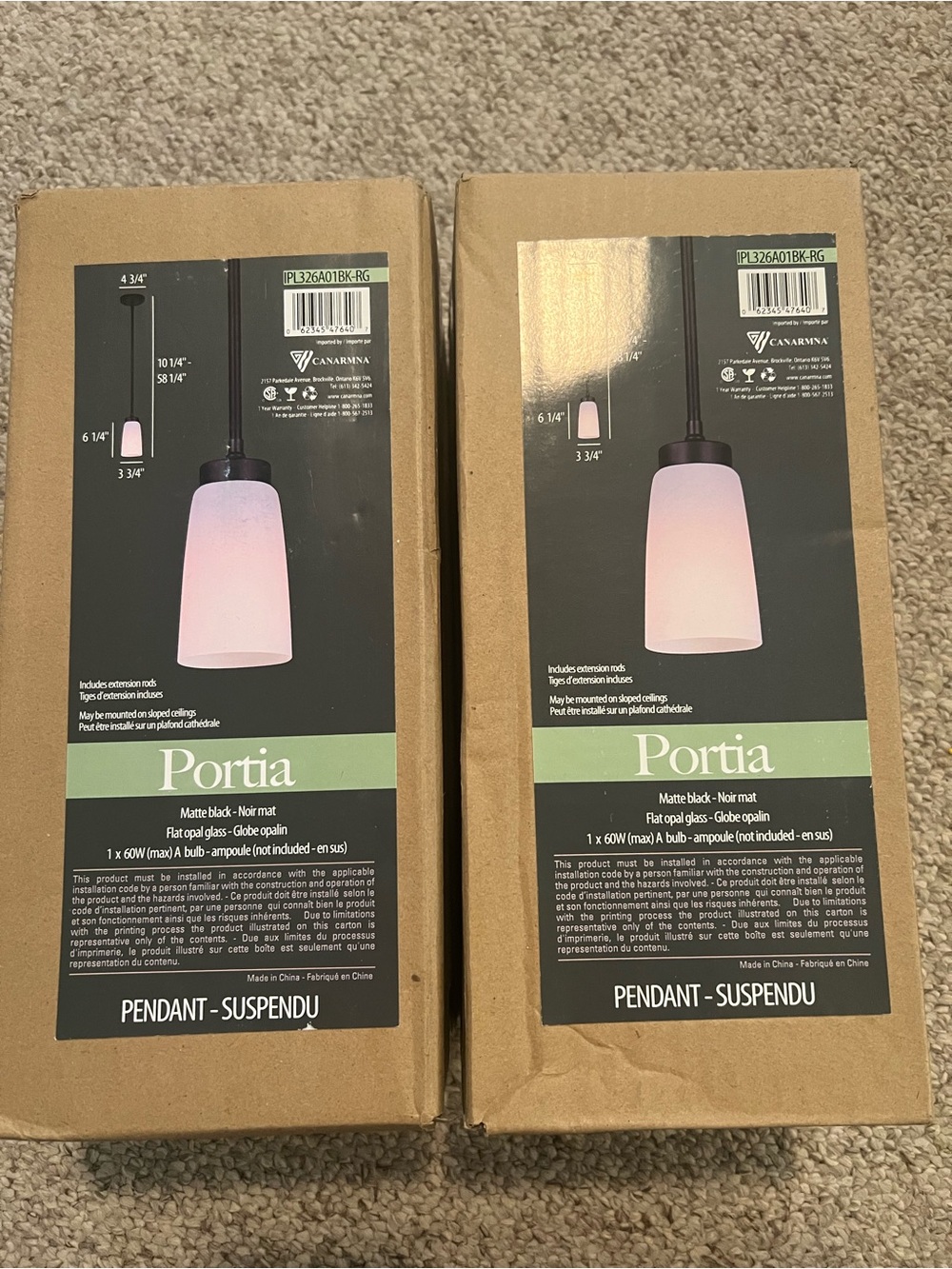 Matte Black Pendant Light - Single Pack
